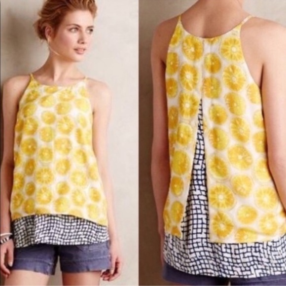 Anthropologie Porridge Citrus Print Layered Tank Top XS - Picture 2 of 7
